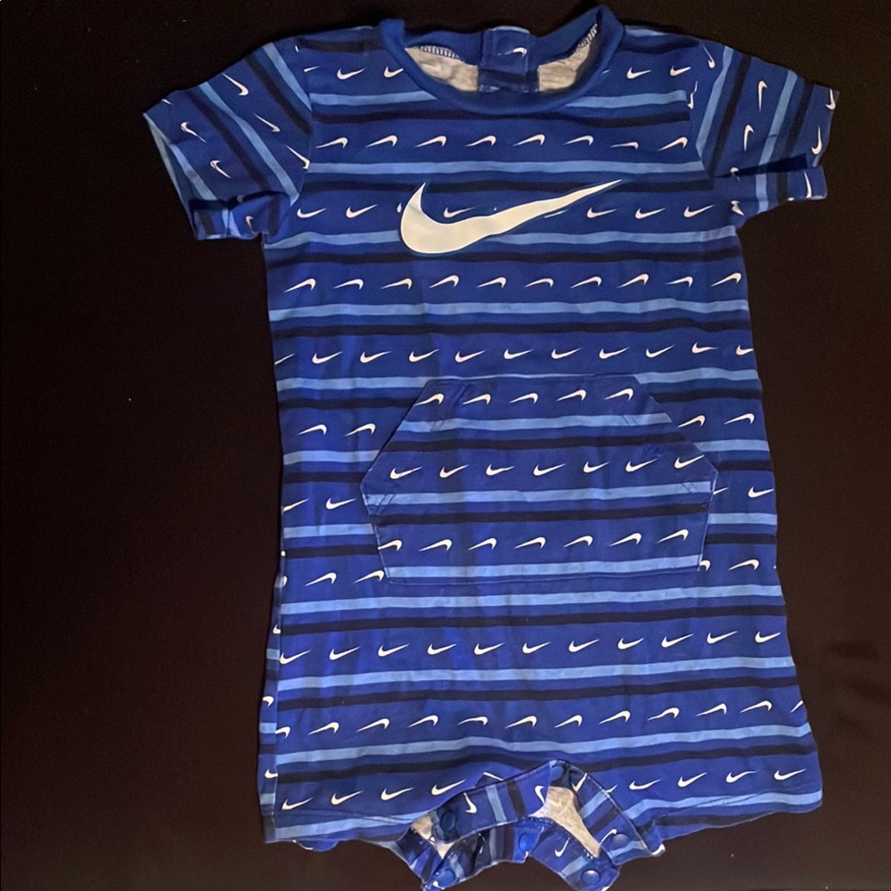 Nike Blue and White Bodysuit with Nautical Stripes